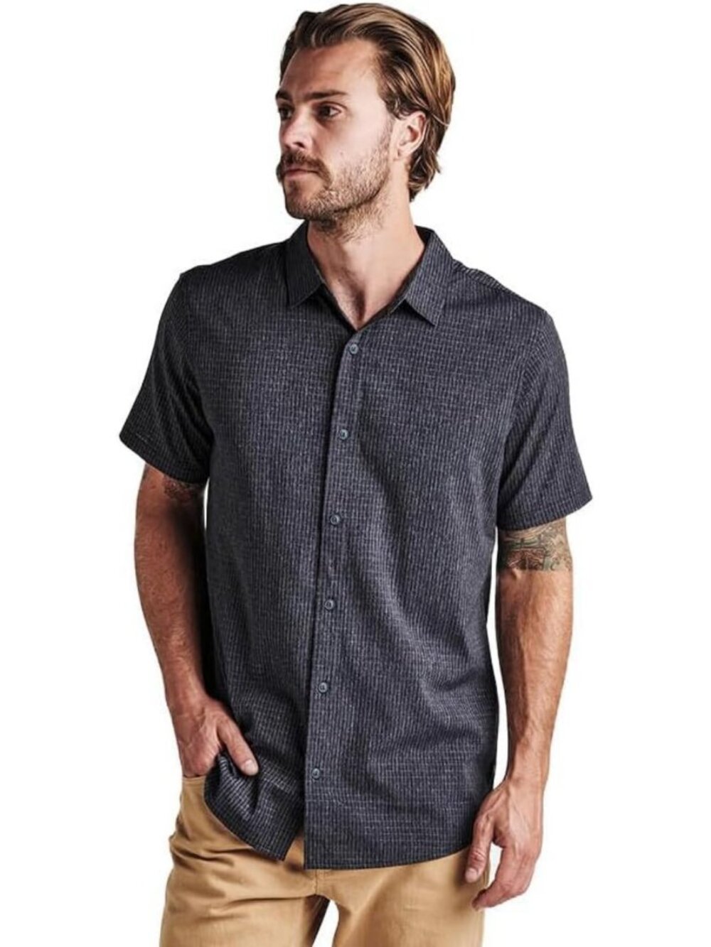 Breathable Stretch Short Sleeve Button-Up Shirt for Men | Casual Summer Top